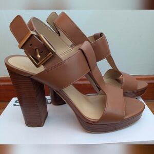 Michael Kors Brown Leather Platform Sandals
